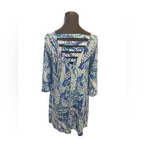 Lilly Pulitzer Blue Green Print Shift Dress Small